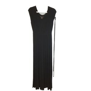 Liz Lange Maternity Dress Dark Blue Empire Waist Maxi Cap Sleeve Size Medium